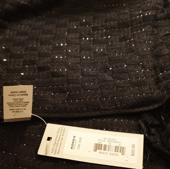 Wrap. Black w/Gold Checkerboard Woven Pattern NWT - Picture 6 of 6